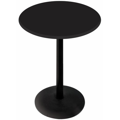 30 In. Black Table With 30 In. Diameter Indoor & Outdoor Black Steel Round Top