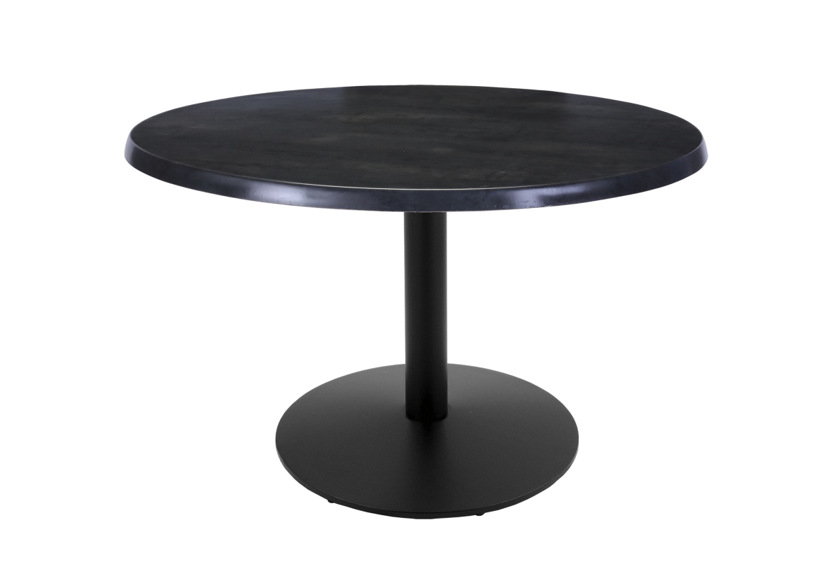 30 In. Black Table With 36 In. Diameter Indoor & Outdoor Black Steel Round Top