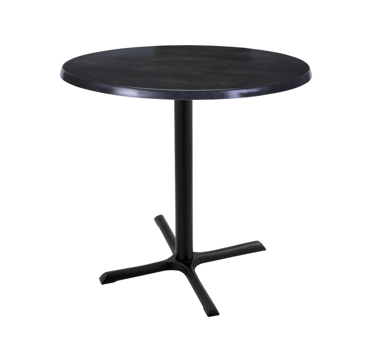 36 In. Black Table With 30 In. Diameter Indoor & Outdoor Black Steel Round Top