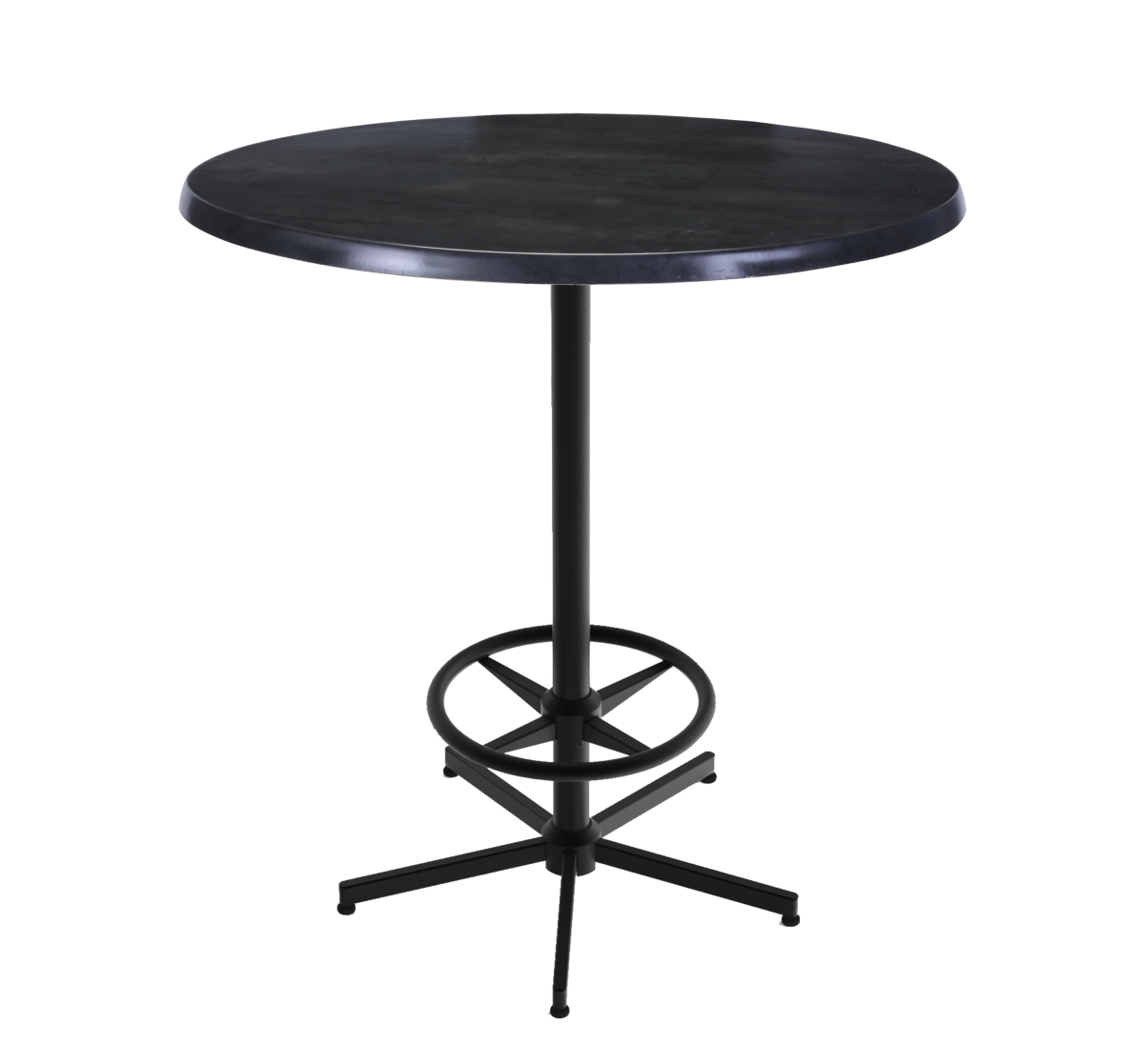 42 In. Black Table With 36 In. Diameter Indoor & Outdoor Black Steel Round Top