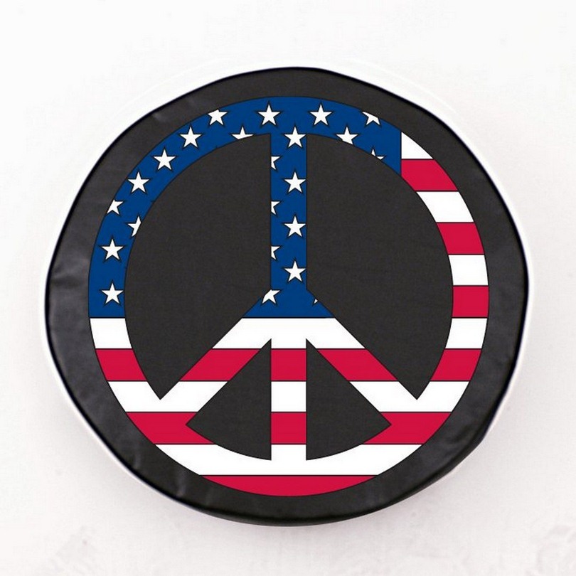 TCD10USPcBK-30 3/4 x 10 USA Peace Sign Tire Cover