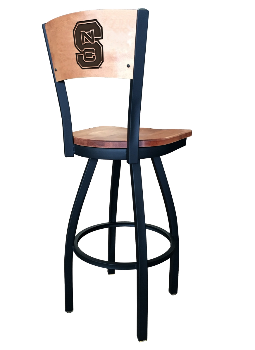 Picture of Holland Bar Stool L03830BWMedMplANCarStMedMpl 30 in. L038 - Black Wrinkle North Carolina State Swivel Bar Stool with Laser Engraved Back
