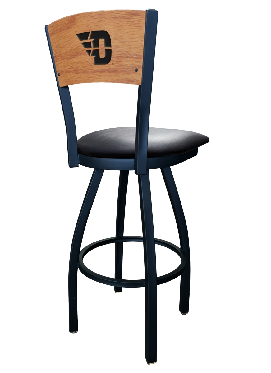 Picture of Holland Bar Stool L03836BWMedMplADytnUnBlkVinyl 36 in. L038 - Black Wrinkle University of Dayton Swivel Bar Stool with Laser Engraved Back