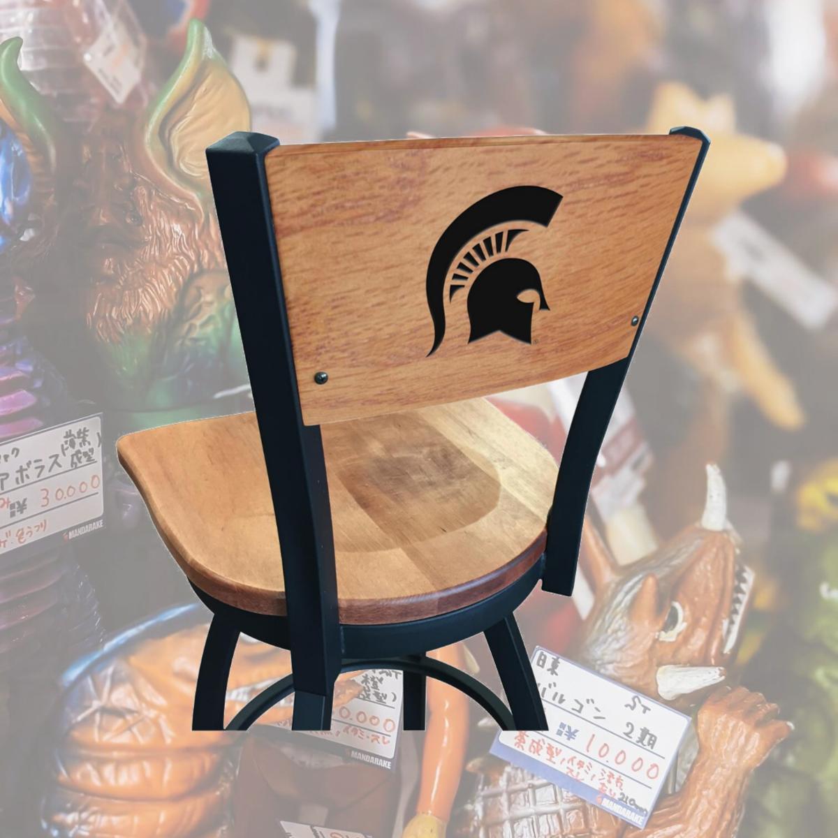 Picture of Holland Bar Stool L03825BWMedMplAMichStMedMpl 25 in. L038 - Black Wrinkle Michigan State Swivel Bar Stool with Laser Engraved Back