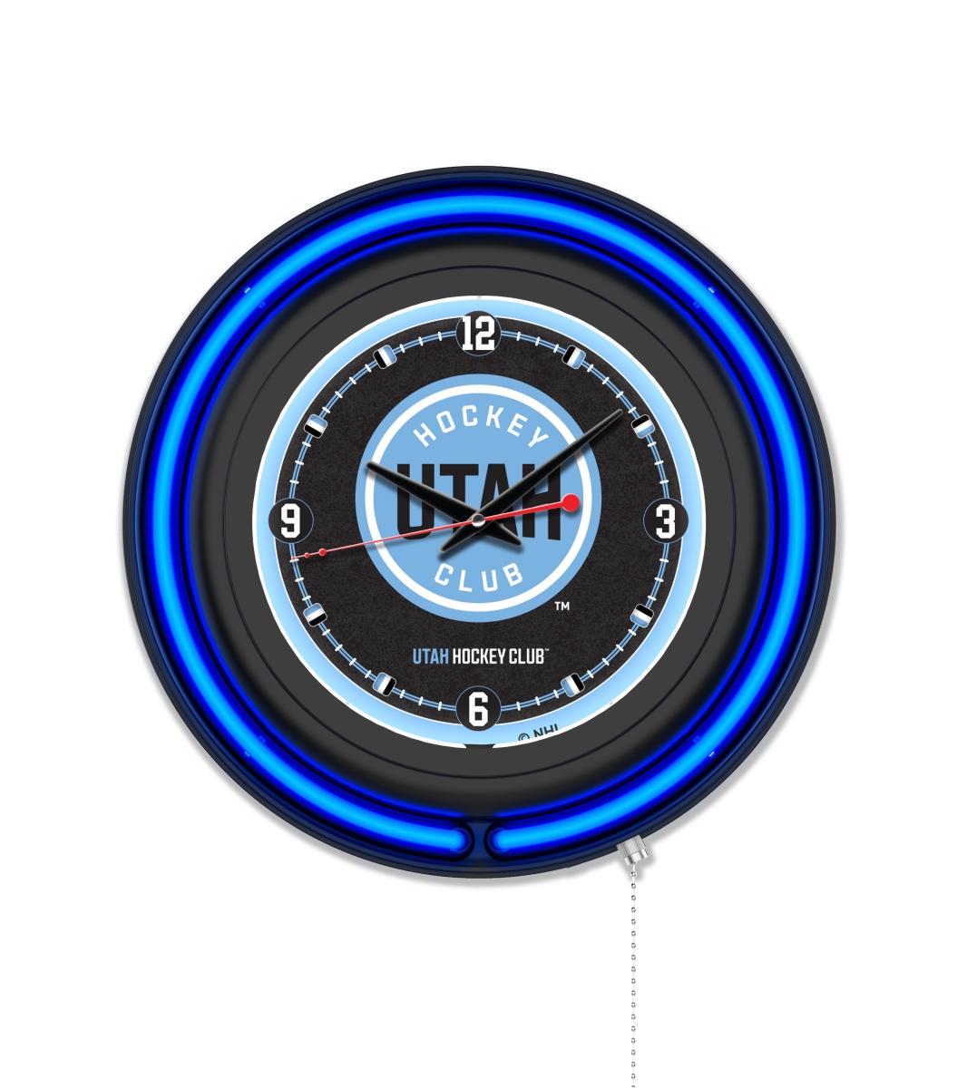 Clk15BKUtahHC NHL 15 in. Dia. Utah Hockey Club Double Neon Wall Clock, Black