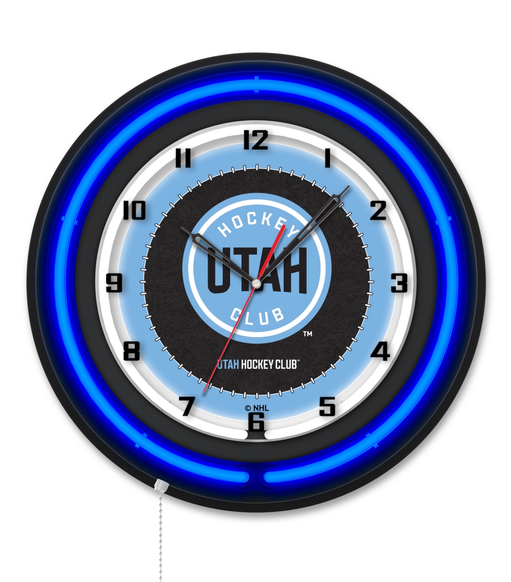 Clk19BKUtahHC NHL 19 in. Dia. Utah Hockey Club Double Neon Wall Clock, Black