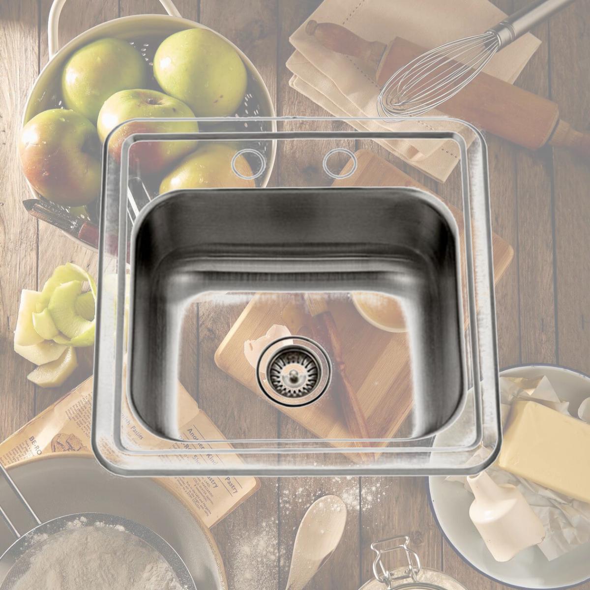 Picture of Houzer 1515-6BS-1 Hospitality Series Topmount Stainless Steel 2-Holes Bar & Prep Sink- Stainless Steel