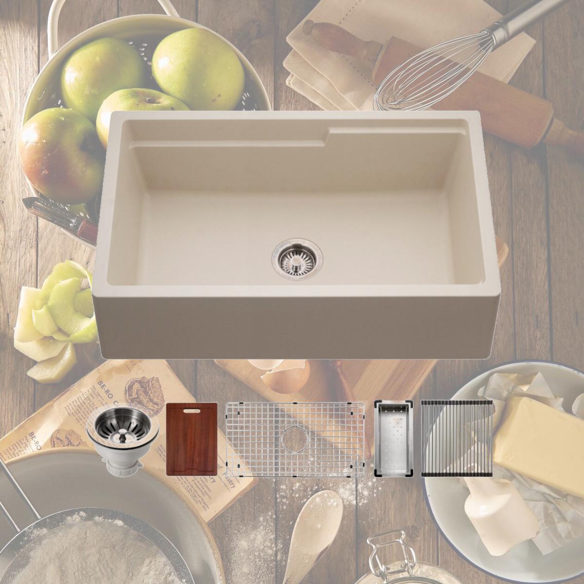 Picture of Houzer W-133 SAND-C Quartztone Granite Workstation Kitchen Sink, Sand