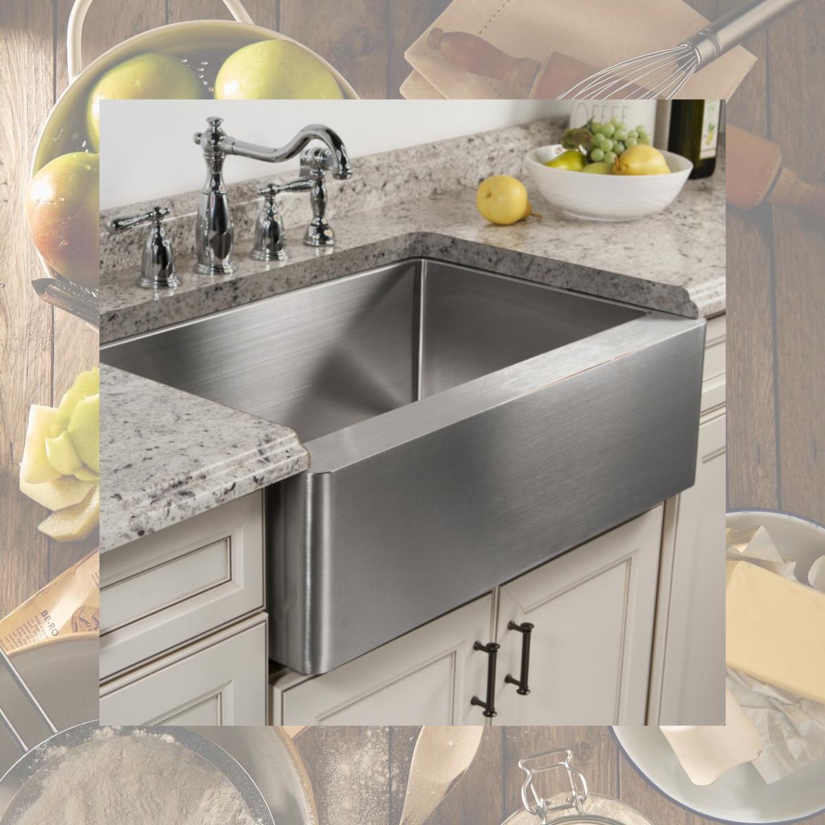 Picture of Houzer ENS-3020 30 in. Epicure Series Apron-Front Farmhouse Single Bowl Kitchen Sink with Basket Strainer & Bottom Grid, Stainless Steel