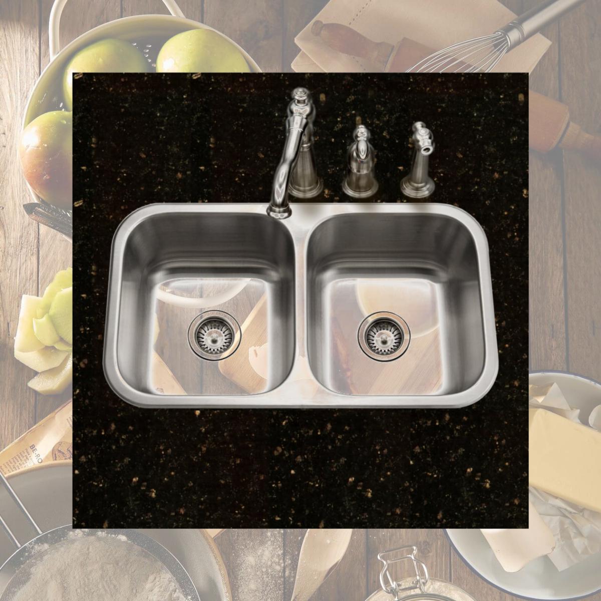 Picture of Houzer BSD-3209 31 in. Belleo Series Drop-in Topmount 50-50 Double Bowl Kitchen Sink with 2 Basket Strainers & 2 Bottom Grids, Stainless Steel