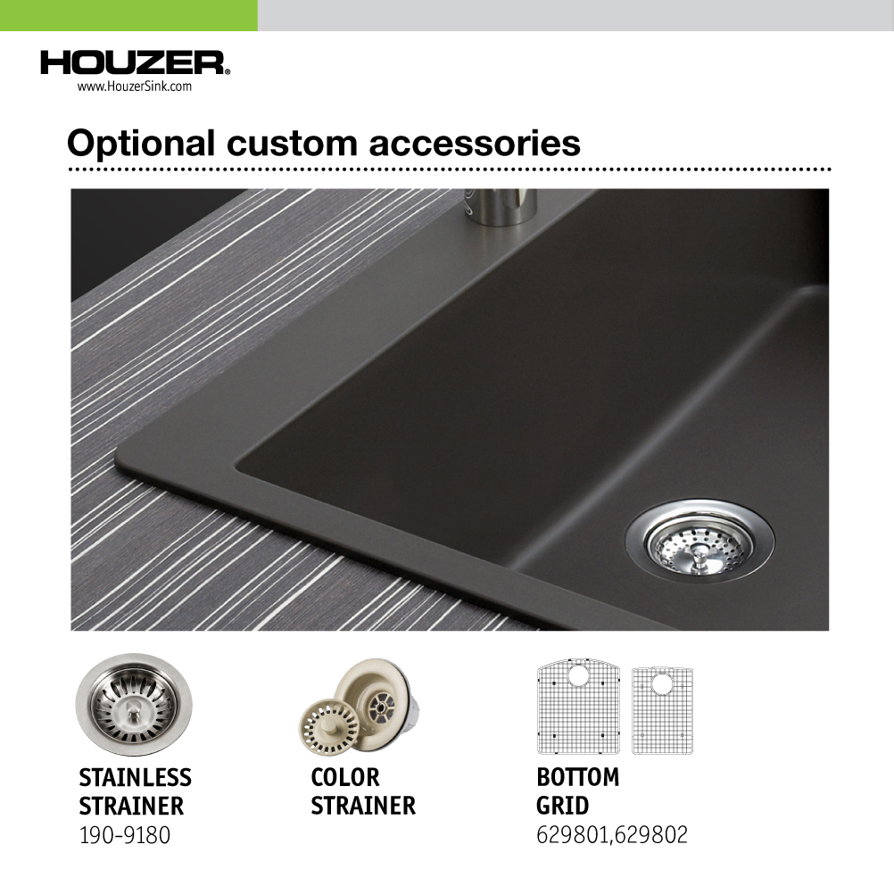 Picture of Houzer P-175 TAUPE 33 in. Quartztone Taupe Drop-in Topmount 60-40 Double Bowl Granite Kitchen Sink