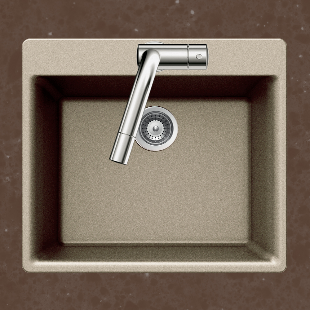 Picture of Houzer G-100 TAUPE 24 in. Quartztone Taupe Granite Composite Drop-in Topmount Single Bowl Kitchen Sink