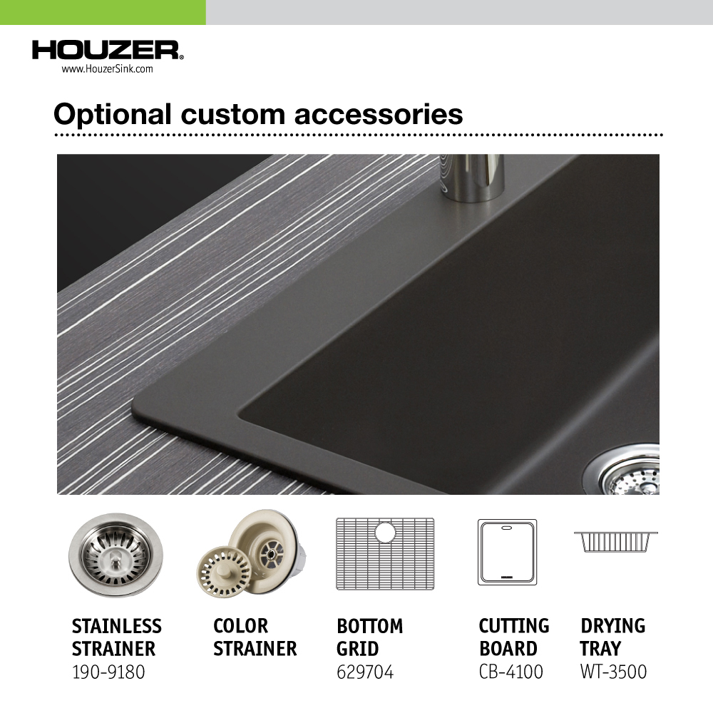 Picture of Houzer G-100 TAUPE 24 in. Quartztone Taupe Granite Composite Drop-in Topmount Single Bowl Kitchen Sink