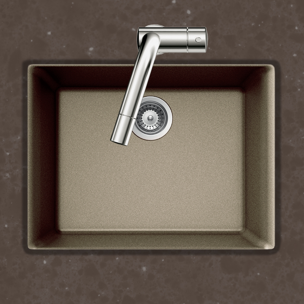 Picture of Houzer G-100U TAUPE 24 in. Quartztone Taupe Granite Composite Undermount Single Bowl Kitchen Sink