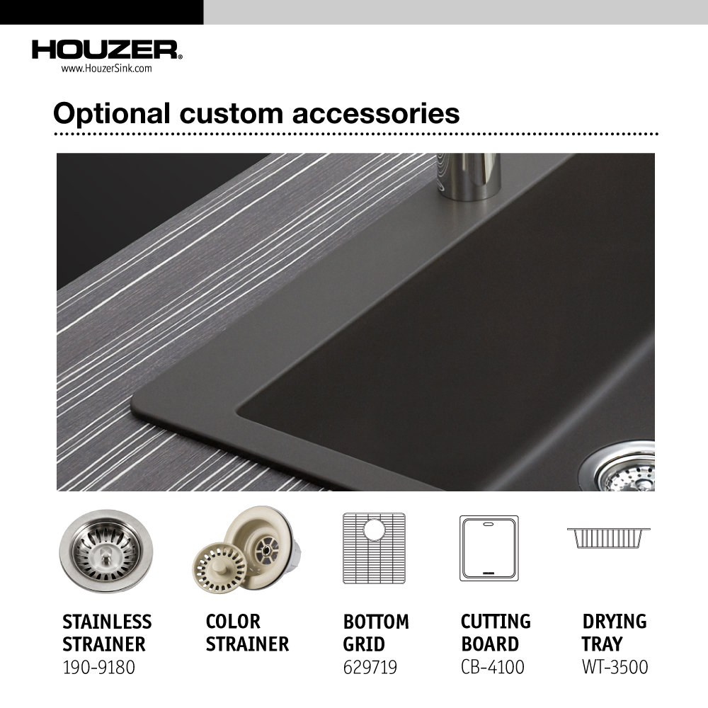 Picture of Houzer M-200 TAUPE 33 in. Quartztone Taupe Granite Composite Drop-in Topmount 50-50 Double Bowl Kitchen Sink