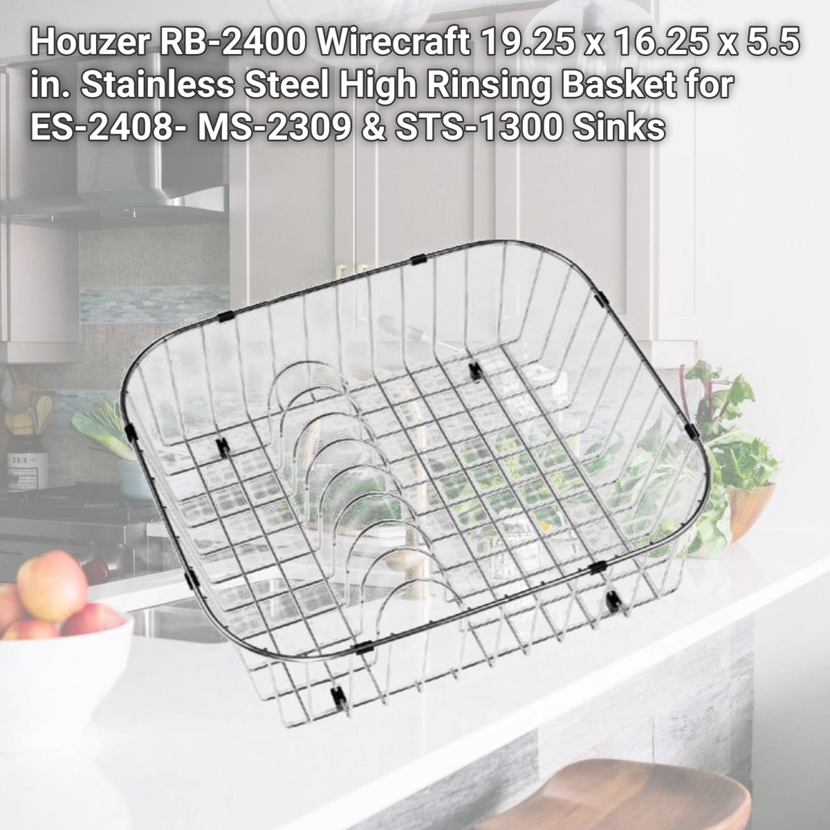 Picture of Houzer RB-2400 Wirecraft 19.25 x 16.25 x 5.5 in. Stainless Steel High Rinsing Basket for ES-2408- MS-2309 & STS-1300 Sinks