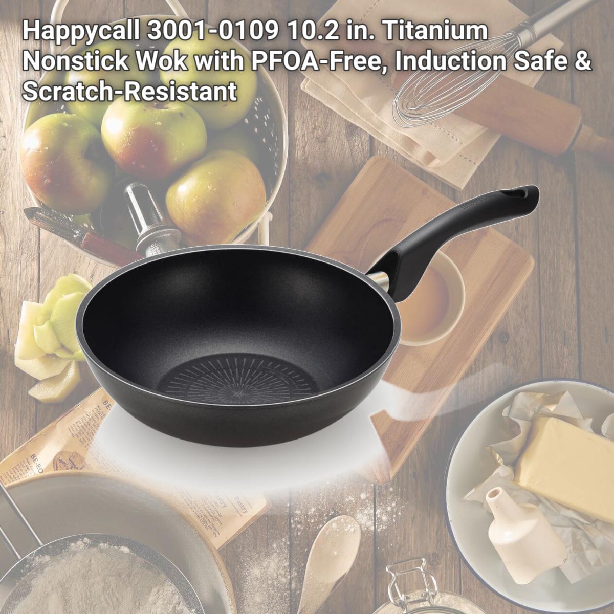 Picture of Happycall 3001-0109 10.2 in. Titanium Nonstick Wok with PFOA-Free, Induction Safe & Scratch-Resistant