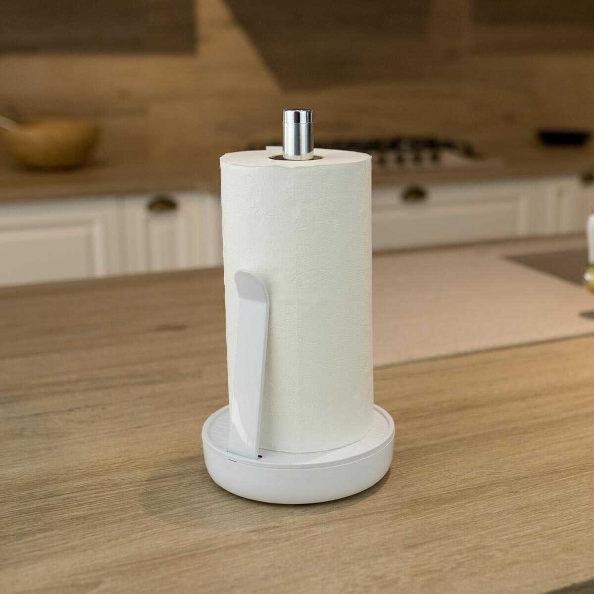 Picture of Akita Line HomeMarket ANSN-E68-PAPERHOLD-WH Aluminum Kitchen Paper Towel Holder, Marble Finish Tissue Paper Dispenser for Kitchen, Restaurant (White)
