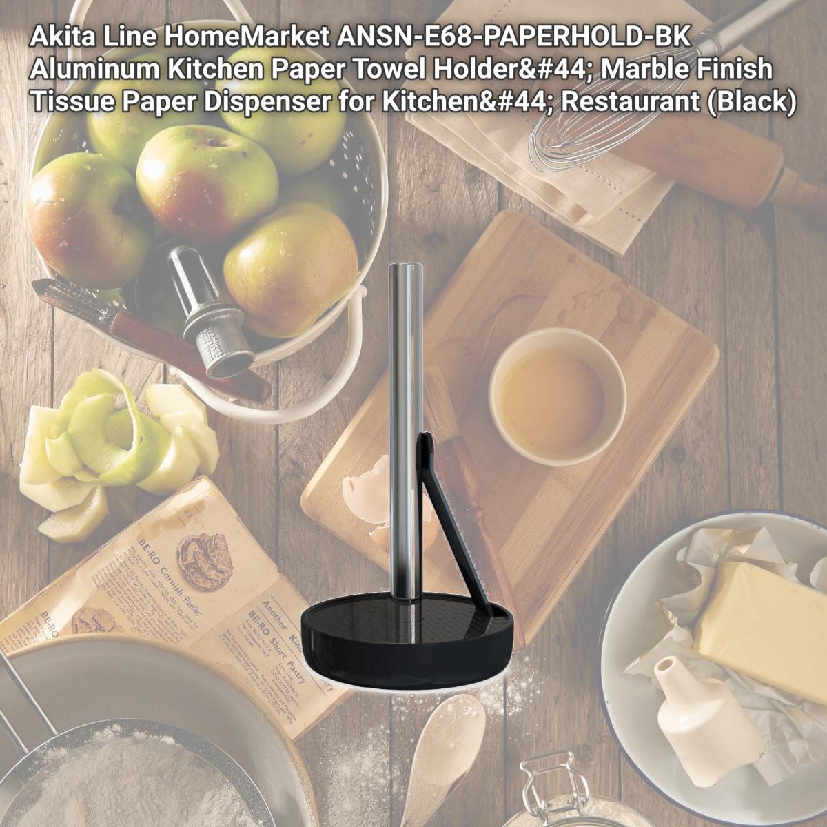 Picture of Akita Line HomeMarket ANSN-E68-PAPERHOLD-BK Aluminum Kitchen Paper Towel Holder, Marble Finish Tissue Paper Dispenser for Kitchen, Restaurant (Black)