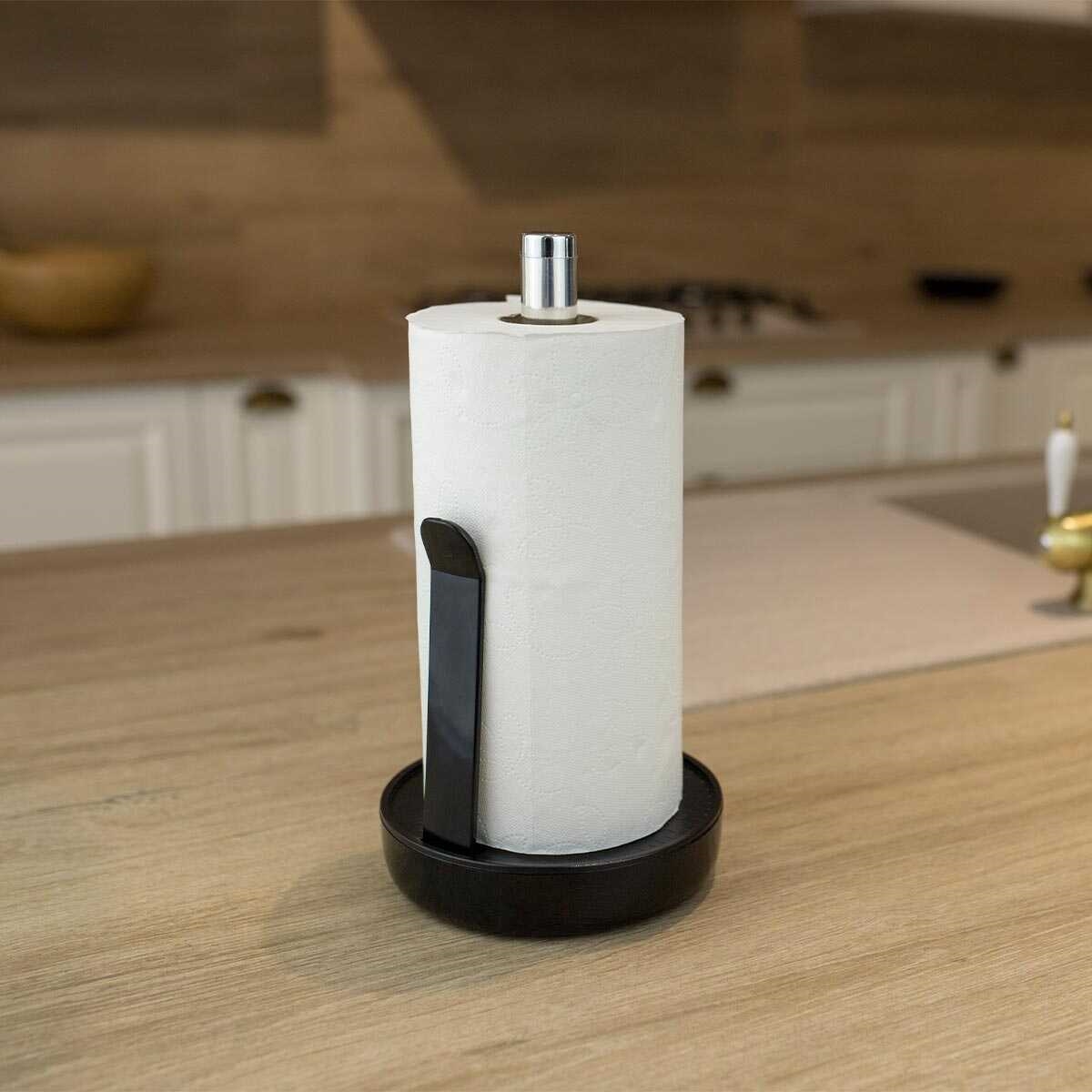 Picture of Akita Line HomeMarket ANSN-E68-PAPERHOLD-BK Aluminum Kitchen Paper Towel Holder, Marble Finish Tissue Paper Dispenser for Kitchen, Restaurant (Black)