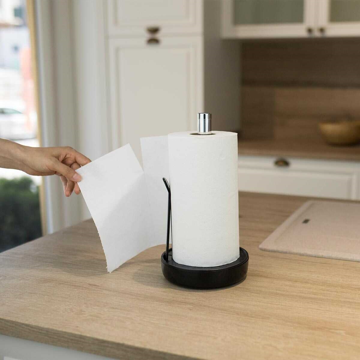 Picture of Akita Line HomeMarket ANSN-E68-PAPERHOLD-BK Aluminum Kitchen Paper Towel Holder, Marble Finish Tissue Paper Dispenser for Kitchen, Restaurant (Black)