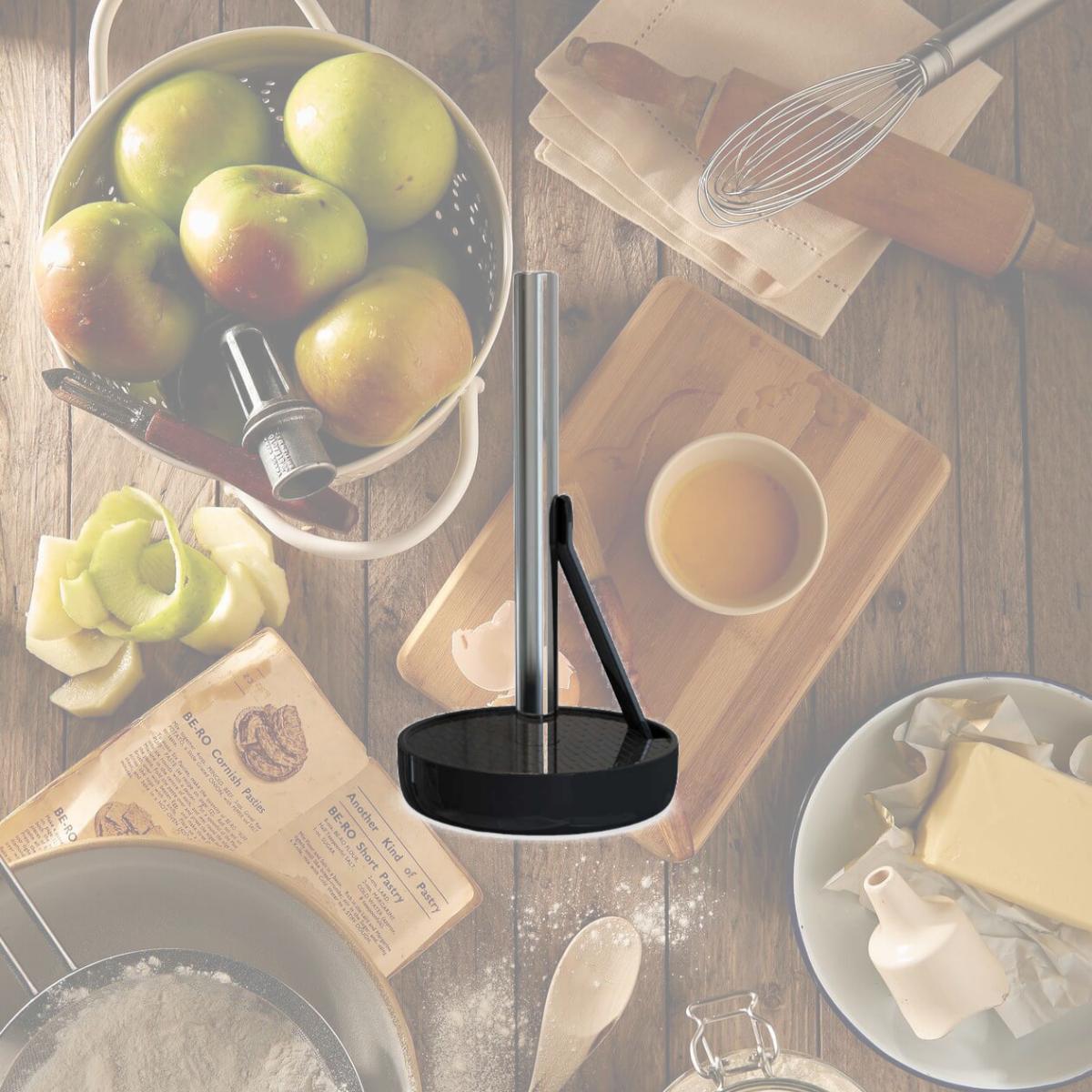 Picture of Akita Line HomeMarket ANSN-E68-PAPERHOLD-BK Aluminum Kitchen Paper Towel Holder, Marble Finish Tissue Paper Dispenser for Kitchen, Restaurant (Black)
