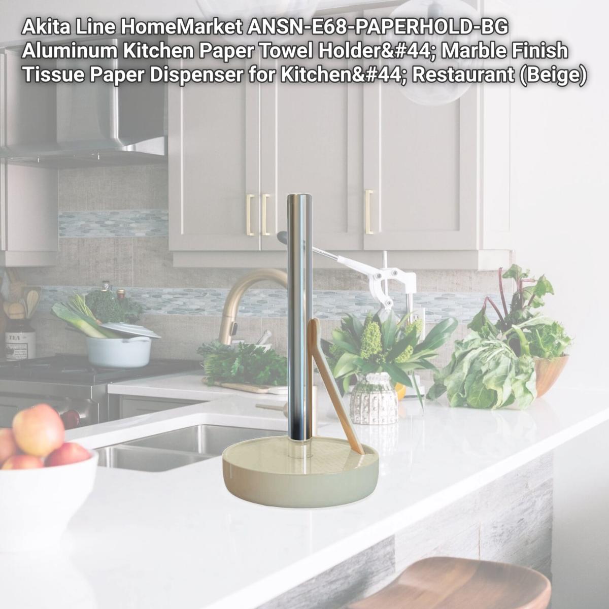 Picture of Akita Line HomeMarket ANSN-E68-PAPERHOLD-BG Aluminum Kitchen Paper Towel Holder, Marble Finish Tissue Paper Dispenser for Kitchen, Restaurant (Beige)