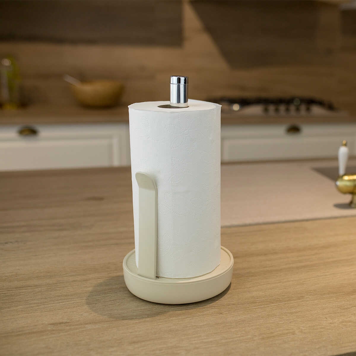 Picture of Akita Line HomeMarket ANSN-E68-PAPERHOLD-BG Aluminum Kitchen Paper Towel Holder, Marble Finish Tissue Paper Dispenser for Kitchen, Restaurant (Beige)
