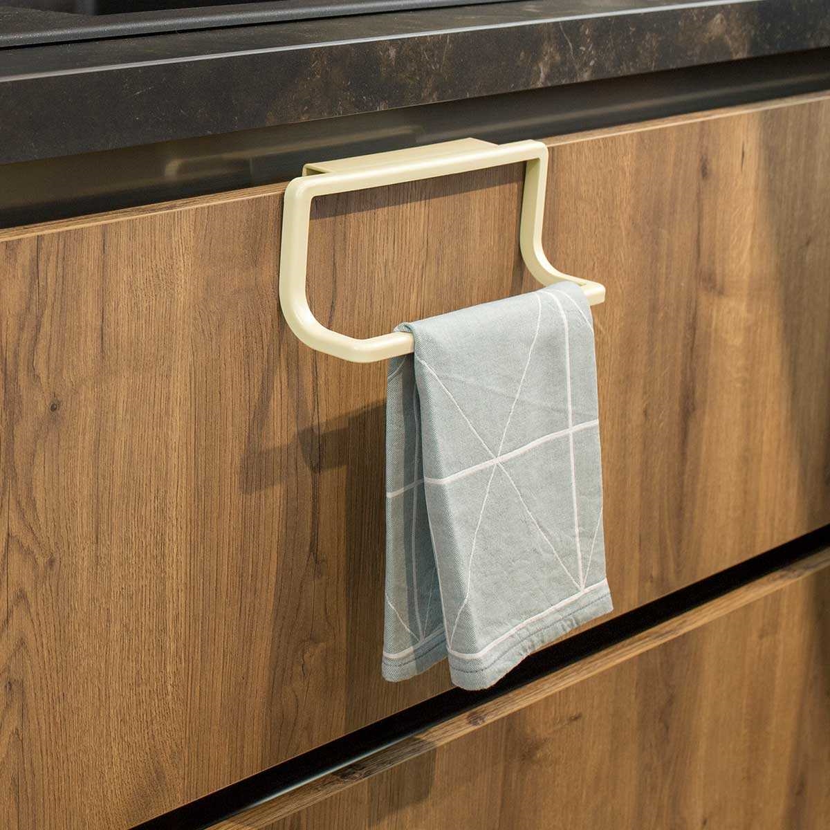 Picture of Akita Line HomeMarket ANS-B30-HOOKTOWEL-KITCHN-BG-2PK Kitchen Dish Towel Holder, Decorative Kitchen Hand Towel Holder For Cabinet, Pack of 2 (Beige)