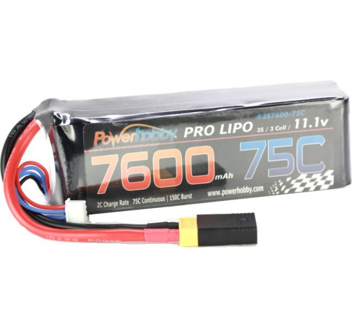 Phb3s760075cxt60apt 7600 Mah 11.1v 3s 75c Lipo Battery With Hardwire Xt60