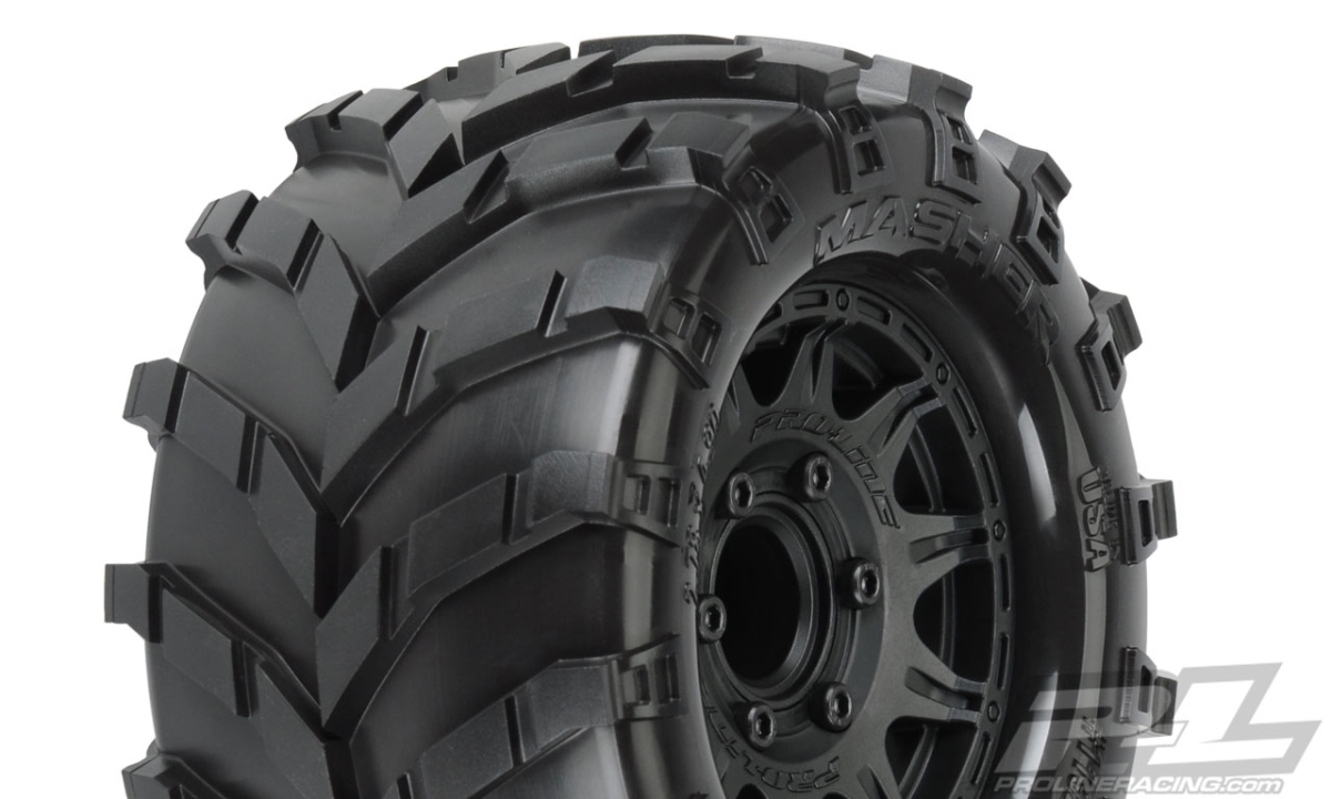Pro119210 2.8 In. Masher All Terrain Tires Mounted On Raid 6 X 30 Tires - Black