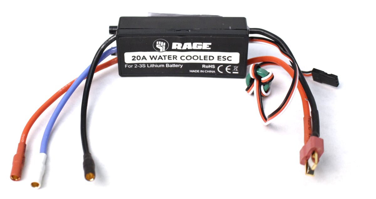 Rage Rc Rgrb1234 20a Rage Brushless Black Marlin Replacement Esc Water-cooled