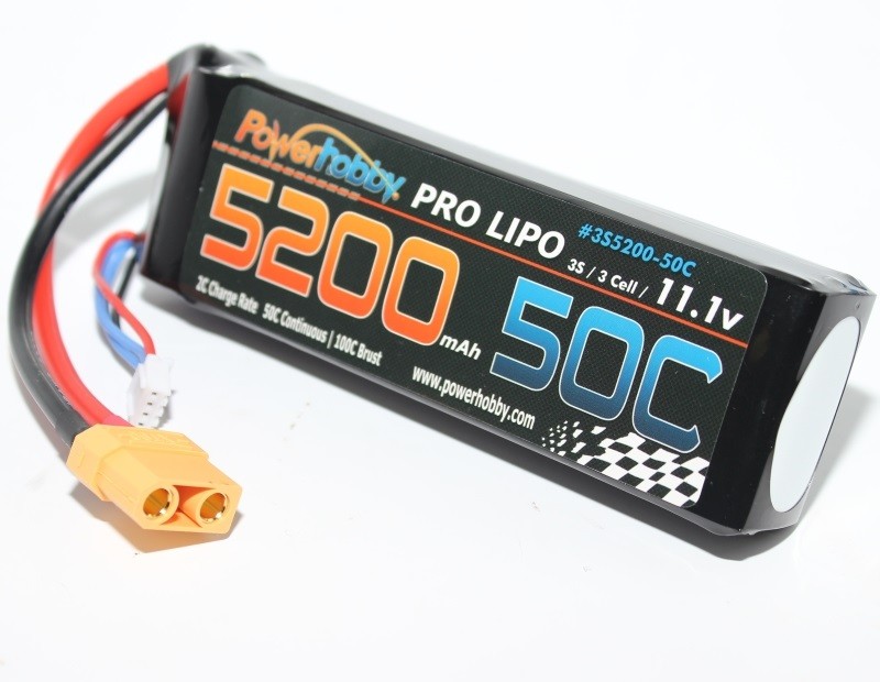 Phb3s520050c 5200mah 11.1v 3s 50c Lipo Battery With Hardwired Xt90