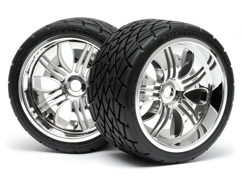 Hpi4731 140 X 70 Mm Mounted Phaltline Tire With Tremor Chrome Wheel