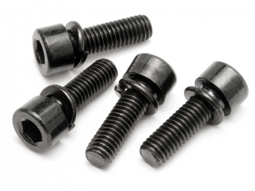 Hpi15447 5 X 16 Mm Cap Head Screw With Spring Washer For Baja 5b Fuelie 23 Engine - 4 Piece
