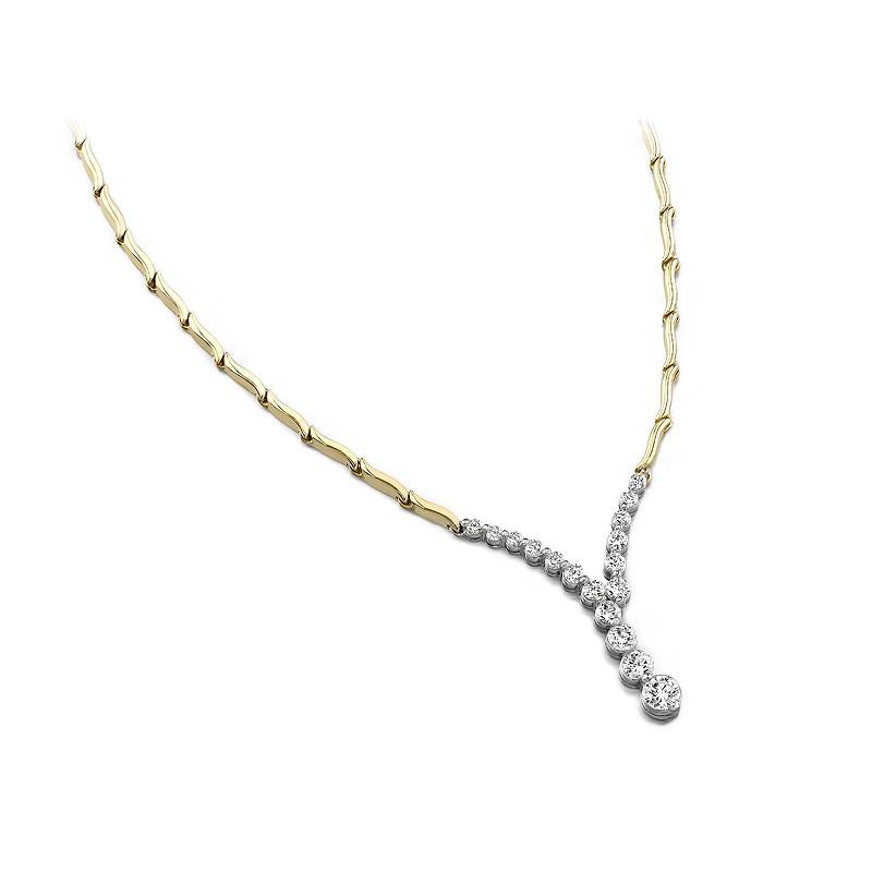 Hc11458 1.5 Ct 14k Gold Diamonds Chain Necklace, Color F - Vvs1 Clarity