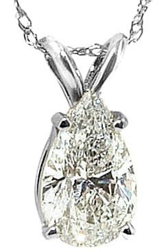 Hc11463 1.50 Ct Gold Pear Diamond Pendant Necklace, Color G - Si1 Clarity