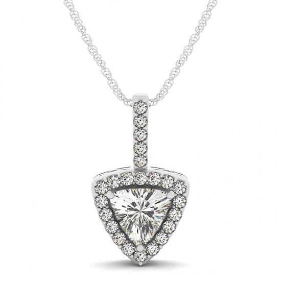 Hc11466 1.50 Ct Diamonds Pendant Necklace Trillion Shape Without Gold Chain, Color F - Vvs1 Clarity