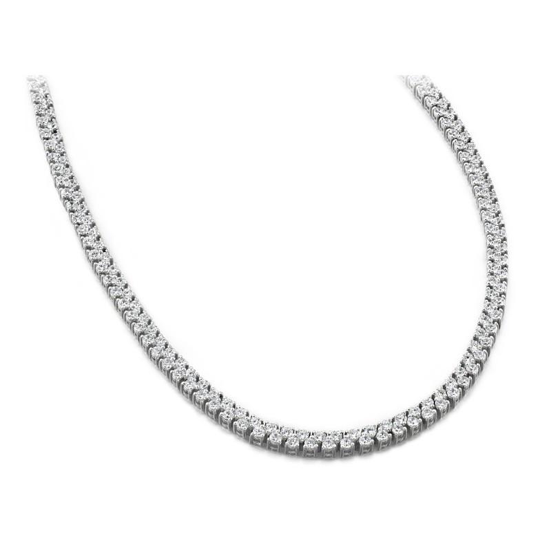 Hc11795 8 Ct Round Diamonds Womens Tennis Necklace - White Gold 14k, Color F - Vvs1 Clarity
