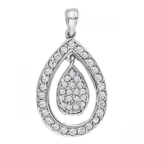 Hc12743 0.75 Ct Diamonds White Gold 14k Pendant Necklace Pear Shape Without Chain, Color F - Vvs1 Clarity