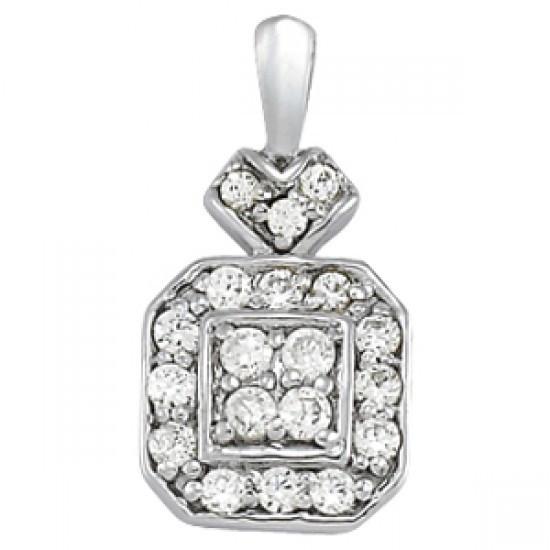 Hc12748 0.75 Ct Round Diamonds Pendant Without Chain - White Gold 14k, Color F - Vvs1 Clarity