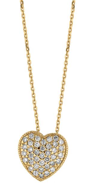 Hc12758 0.75 Ct Heart Diamond Necklace Pendant - Yellow Gold 14k