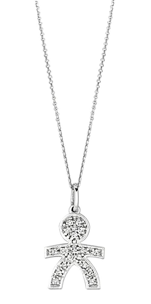 Hc10603 0.13 Ct Round Brilliant Diamond Boy Pendant Necklace - White Gold 14k