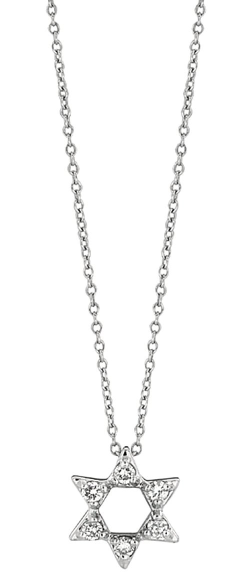 Hc10627 0.19 Ct Star Diamond Pendant White Gold 14k Chain Necklace