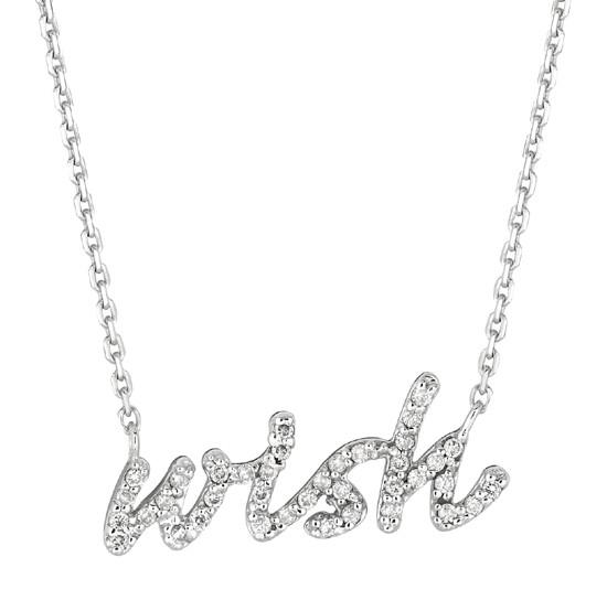 Hc10632 0.21 Ct Round Brilliant Diamond Wish Necklace Pendant - White Gold 14k