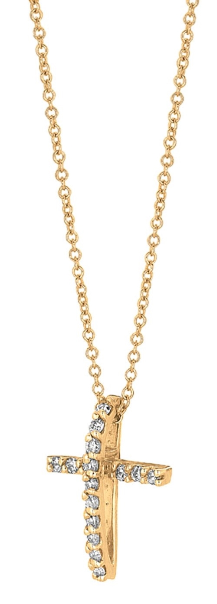 Hc10645 0.25 Ct Round Brilliant Diamond Cross Necklace Pendant Solid Gold 14k, Color G & H - Vs2-si Clarity