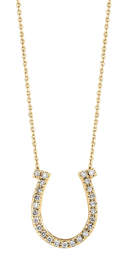 Hc10660 0.26 Ct Diamonds Horse Shoe Pendant Necklace - White Gold 14k, Color G & H - Vs2-si Clarity