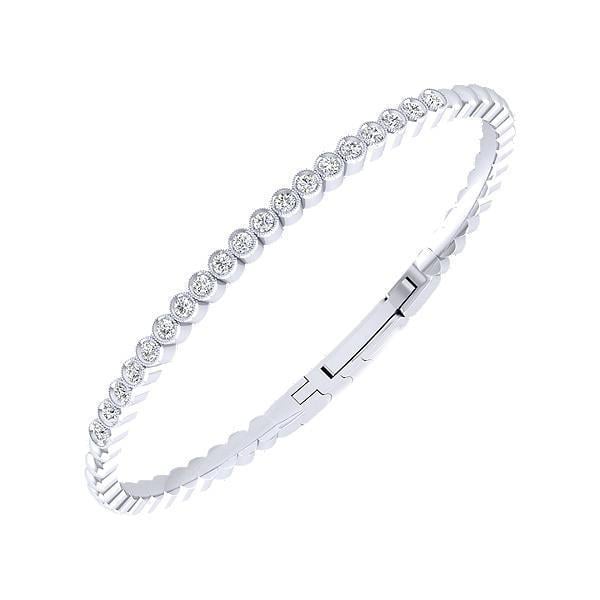 23376 3.80 Ct Round Cut Diamonds Womens Bangle - 14k White Gold