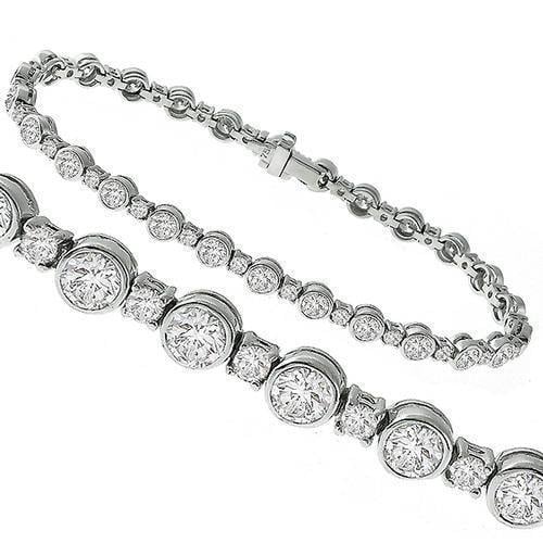 23475 6.75 CT White Gold Round Cut Diamond Ladies Solid Tennis Bracelet