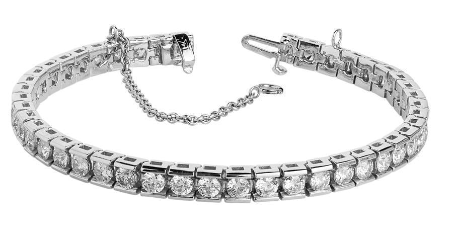 23416 9 Ct White Gold Diamond Channel Set Tennis Bracelet